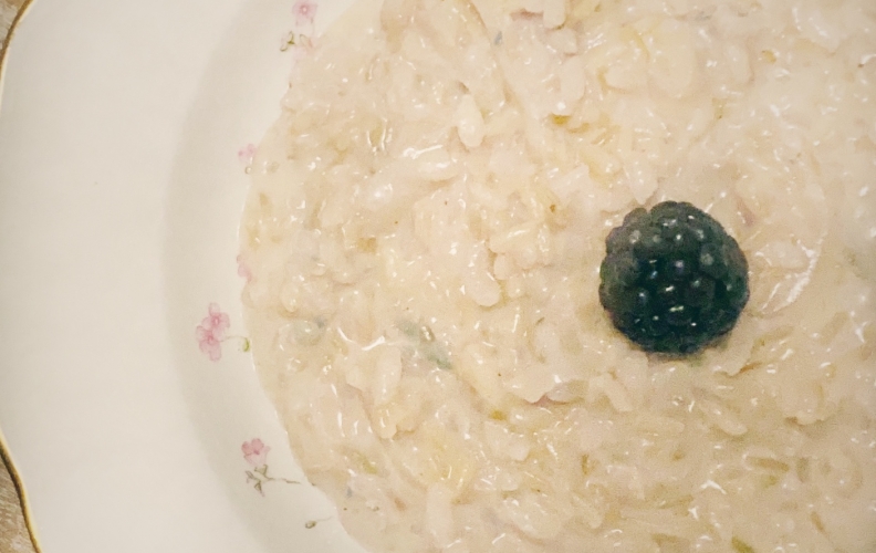 Risotto con more e gorgonzola